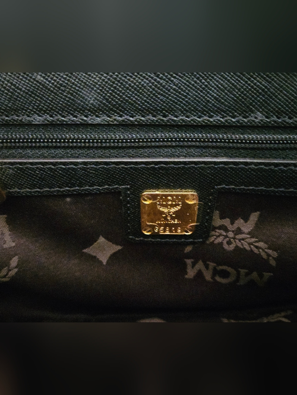 MCM Black Leather Satchel with Gold-Tone Lock - Picture 4 of 12